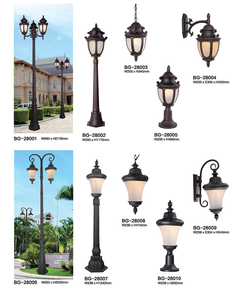 QDTYD-BG280 5米雙頭壓鑄鋁歐式LED庭院燈