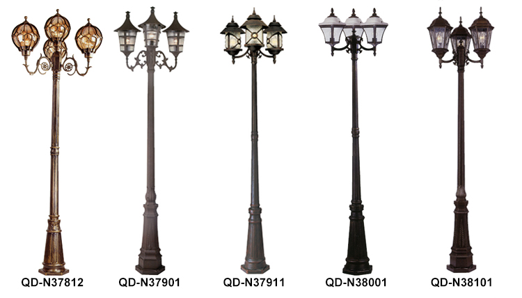 七度照明壓鑄鋁三頭庭院燈系列款式精選圖片大全