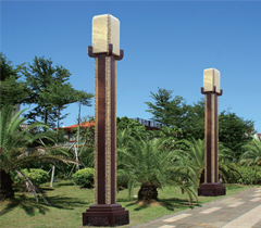 仿古中式仿云石立柱景觀燈