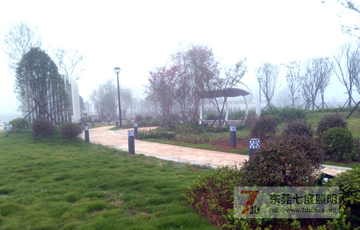 東莞七度照明草坪燈安裝白天效果實景圖片