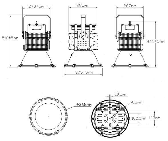 200W�~��ɢ�����LED���S��(LED���V��)Ҏ(gu��)��ߴ�D��