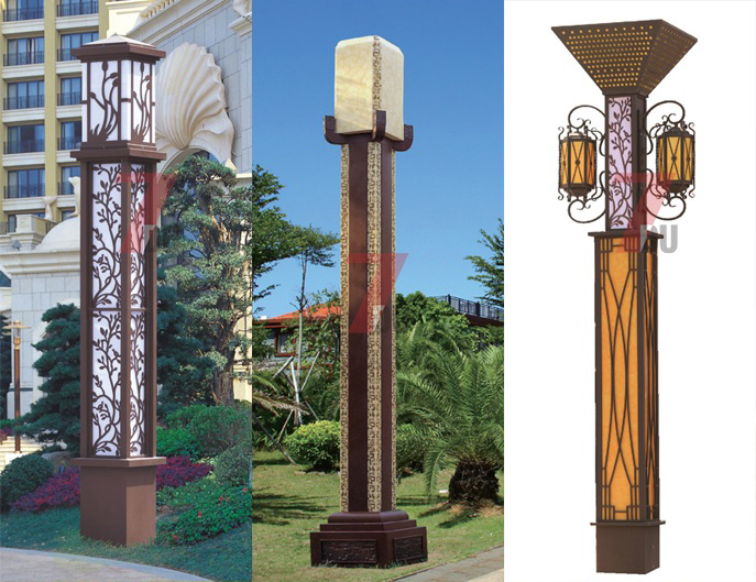 7du七度照明仿古中式咖啡色鏤空景觀燈柱系列1