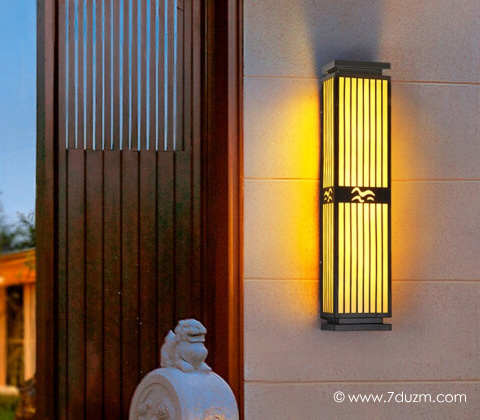 (QDQBD-YS021)別墅室外大門兩側(cè)簡約中式墻壁燈安裝實拍效果2